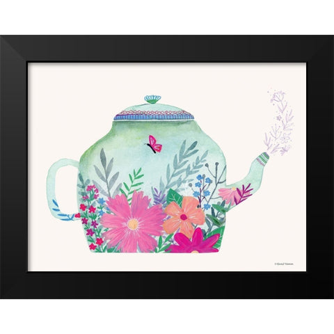 Garden Teapot Black Modern Wood Framed Art Print by Nieman, Rachel