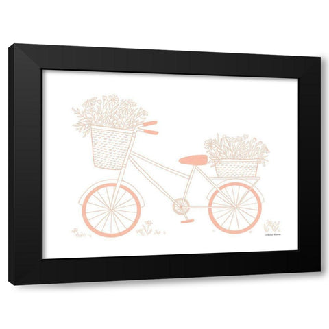 Pink Flower Bike Black Modern Wood Framed Art Print by Nieman, Rachel