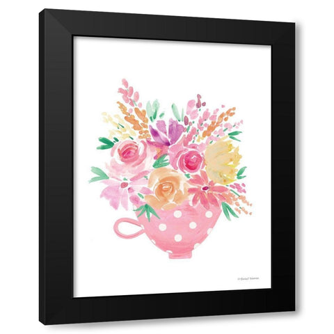 Pretty in Pink Tea Cup Black Modern Wood Framed Art Print by Nieman, Rachel