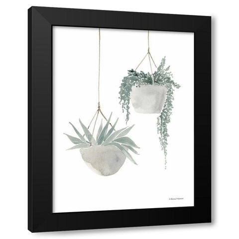 Sage Hanging Planters Black Modern Wood Framed Art Print by Nieman, Rachel