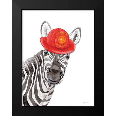 Firefighter Zebra Black Modern Wood Framed Art Print by Nieman, Rachel