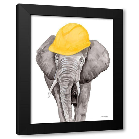 Construction Elephant Black Modern Wood Framed Art Print by Nieman, Rachel