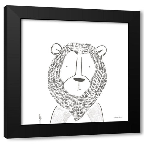 Lion Line Drawing 1 Black Modern Wood Framed Art Print with Double Matting by Nieman, Rachel