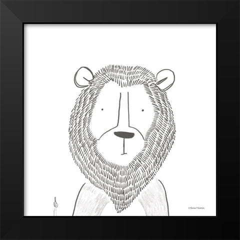 Lion Line Drawing 1 Black Modern Wood Framed Art Print by Nieman, Rachel