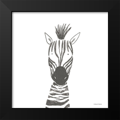 Zebra Line Drawing Black Modern Wood Framed Art Print by Nieman, Rachel