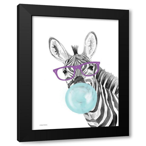 Bubble Gum Zebra Black Modern Wood Framed Art Print with Double Matting by Nieman, Rachel