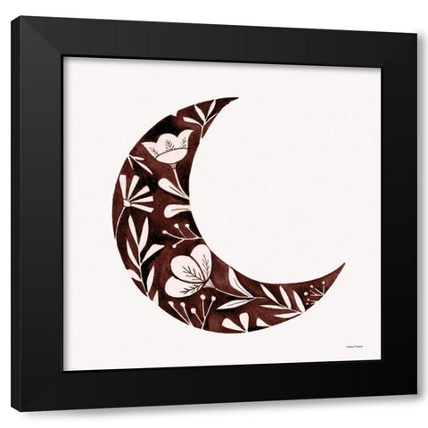 Floral Moon Silhouette Black Modern Wood Framed Art Print by Nieman, Rachel