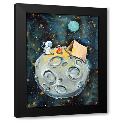 Camping Astronaut Black Modern Wood Framed Art Print by Nieman, Rachel