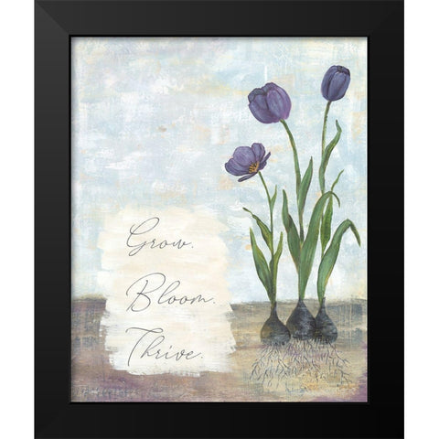 Grow Bloom Thrive Black Modern Wood Framed Art Print by Soulspeak And Sawdust