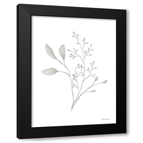 Simple Leaves 3 Black Modern Wood Framed Art Print with Double Matting by Ball, Susan