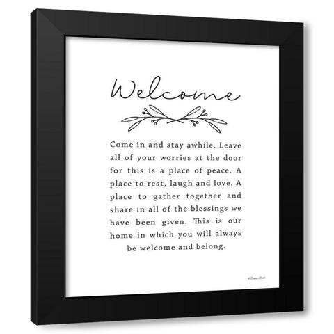 Welcome Black Modern Wood Framed Art Print with Double Matting by Ball, Susan