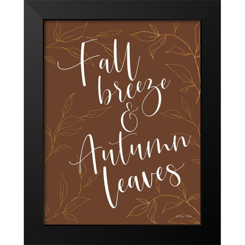 Fall Breeze And Autumn Leaves Black Modern Wood Framed Art Print by Ball, Susan