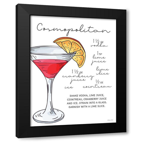 Cosmopolitan Recipe     Black Modern Wood Framed Art Print with Double Matting by Ball, Susan