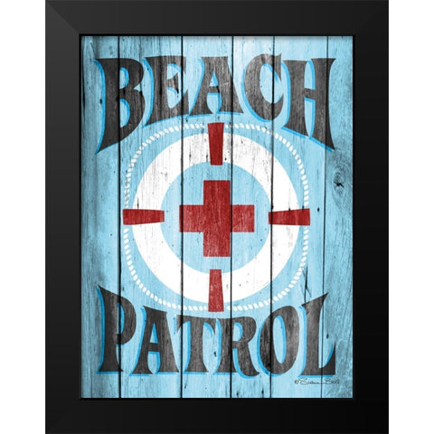 Beach Patrol Black Modern Wood Framed Art Print by Ball, Susan