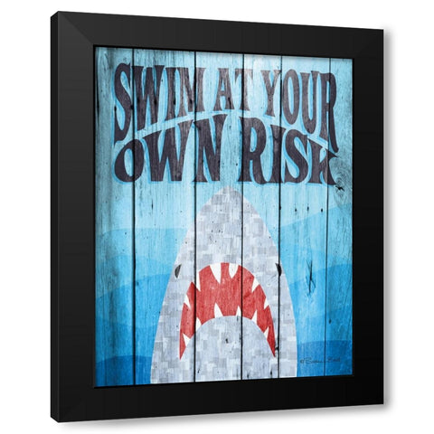 Swim at Your Own Risk Black Modern Wood Framed Art Print by Ball, Susan