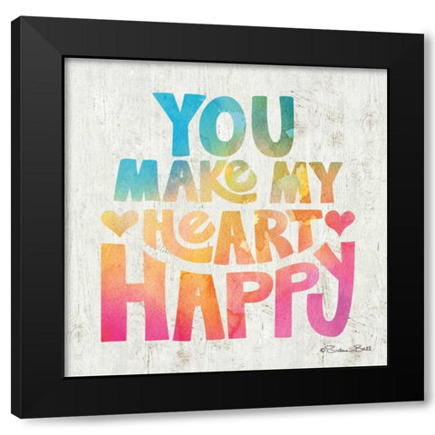You Make My Heart Happy Black Modern Wood Framed Art Print with Double Matting by Ball, Susan