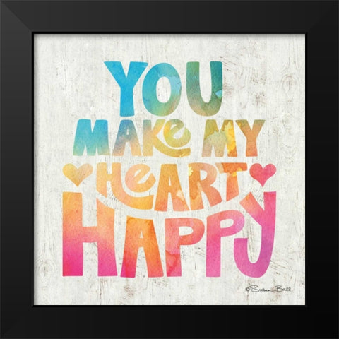 You Make My Heart Happy Black Modern Wood Framed Art Print by Ball, Susan