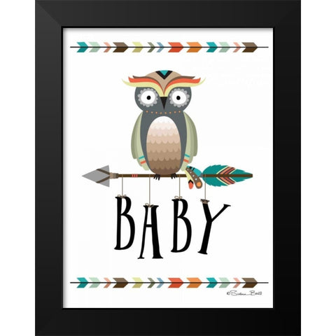 Owl Baby Black Modern Wood Framed Art Print by Ball, Susan