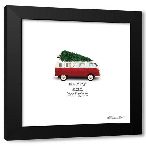 Merry and Bright Christmas Black Modern Wood Framed Art Print with Double Matting by Ball, Susan