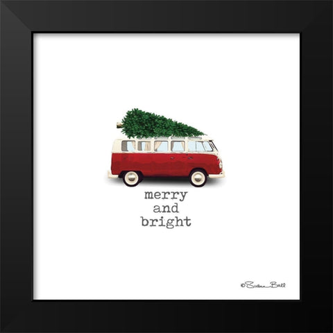 Merry and Bright Christmas Black Modern Wood Framed Art Print by Ball, Susan