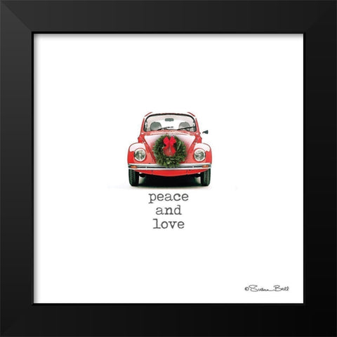 Peace and Love Christmas Black Modern Wood Framed Art Print by Ball, Susan