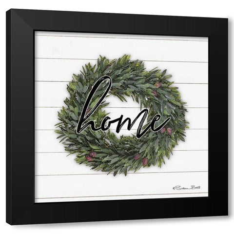 Home Wreath Black Modern Wood Framed Art Print with Double Matting by Ball, Susan