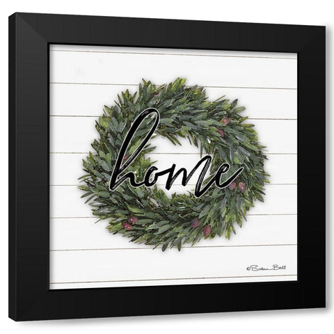 Home Wreath Black Modern Wood Framed Art Print by Ball, Susan