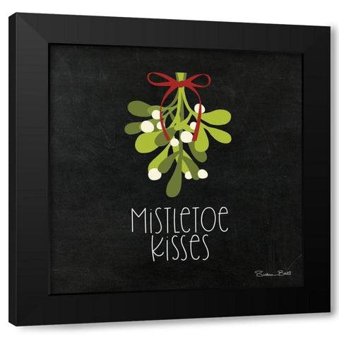 Mistletoe Kisses Black Modern Wood Framed Art Print with Double Matting by Ball, Susan