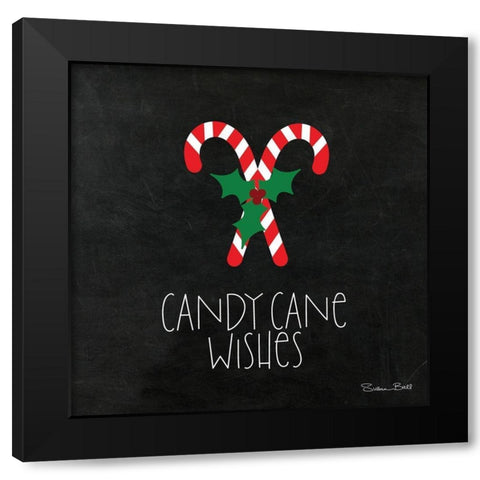 Candy Cane Wishes Black Modern Wood Framed Art Print with Double Matting by Ball, Susan