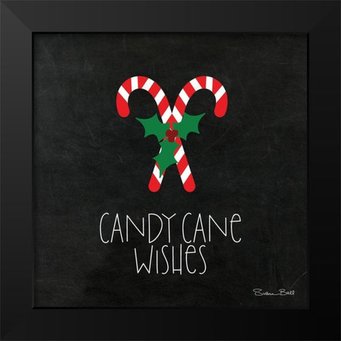 Candy Cane Wishes Black Modern Wood Framed Art Print by Ball, Susan