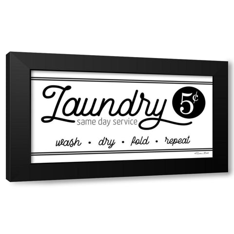 Laundry Same Day Service Black Modern Wood Framed Art Print by Ball, Susan