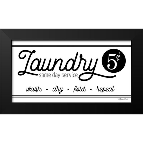 Laundry Same Day Service Black Modern Wood Framed Art Print by Ball, Susan