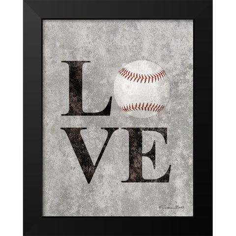 LOVE Baseball Black Modern Wood Framed Art Print by Ball, Susan