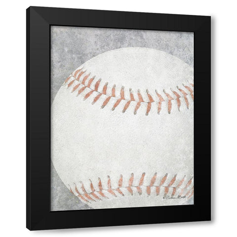 Sports Ball - Baseball Black Modern Wood Framed Art Print by Ball, Susan