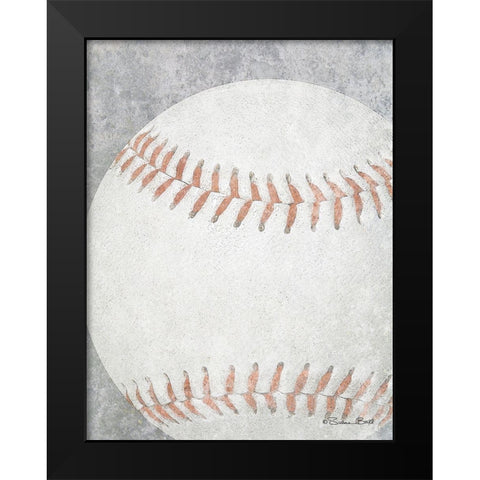 Sports Ball - Baseball Black Modern Wood Framed Art Print by Ball, Susan