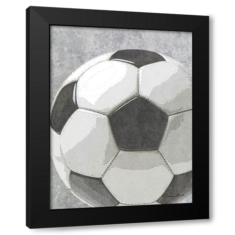 Sports Bal - Soccer Black Modern Wood Framed Art Print by Ball, Susan
