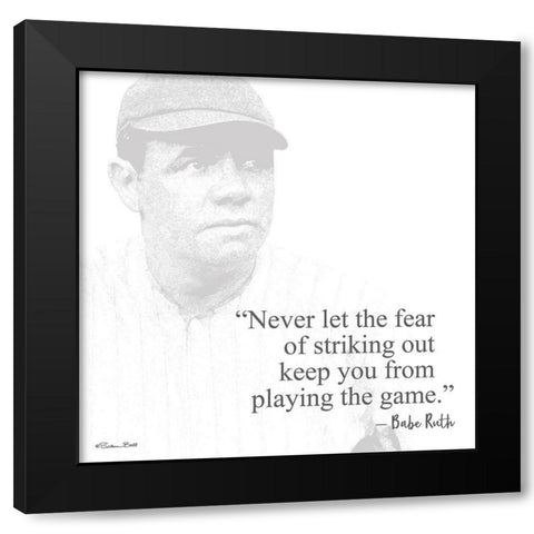 Baseball Greats - Babe Ruth Black Modern Wood Framed Art Print with Double Matting by Ball, Susan