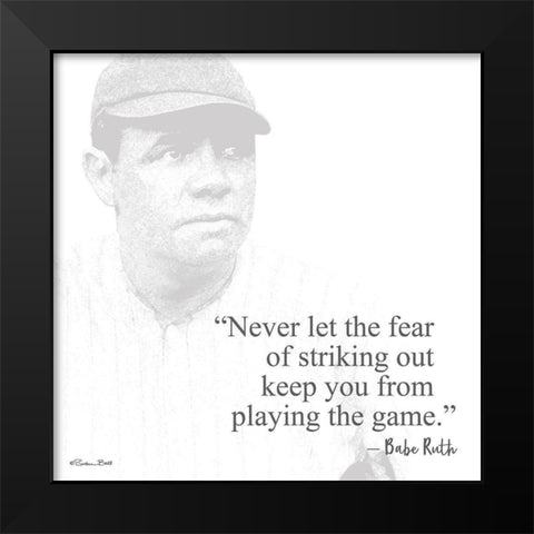 Baseball Greats - Babe Ruth Black Modern Wood Framed Art Print by Ball, Susan