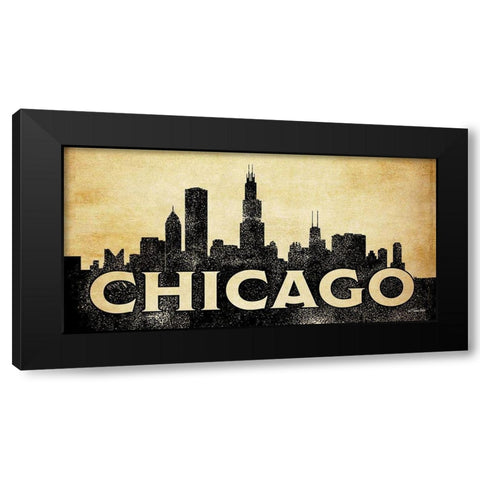 Chicago Skyline Black Modern Wood Framed Art Print with Double Matting by Ball, Susan