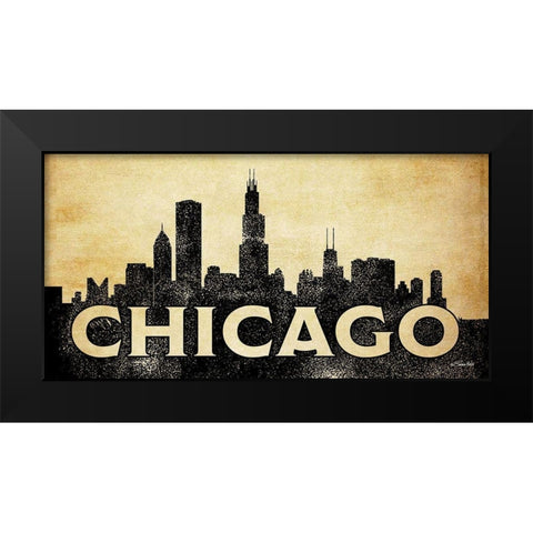 Chicago Skyline Black Modern Wood Framed Art Print by Ball, Susan