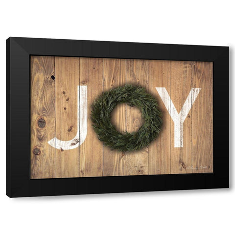 Joy Cedar Wreath Black Modern Wood Framed Art Print with Double Matting by Ball, Susan