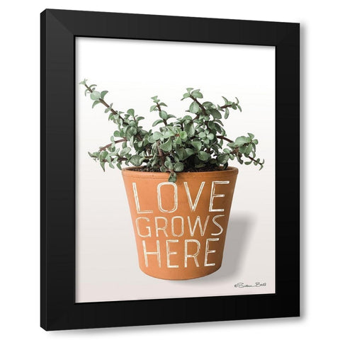 Succulent Love Grows Here Black Modern Wood Framed Art Print with Double Matting by Ball, Susan