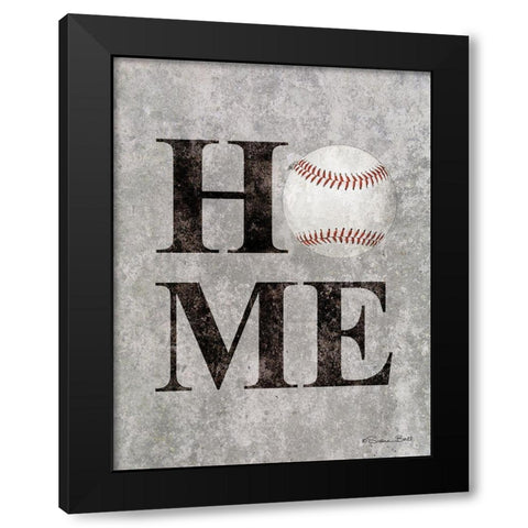 Baseball HOME Black Modern Wood Framed Art Print by Ball, Susan