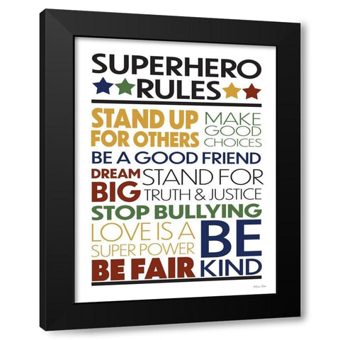 Superhero Rules Black Modern Wood Framed Art Print by Ball, Susan