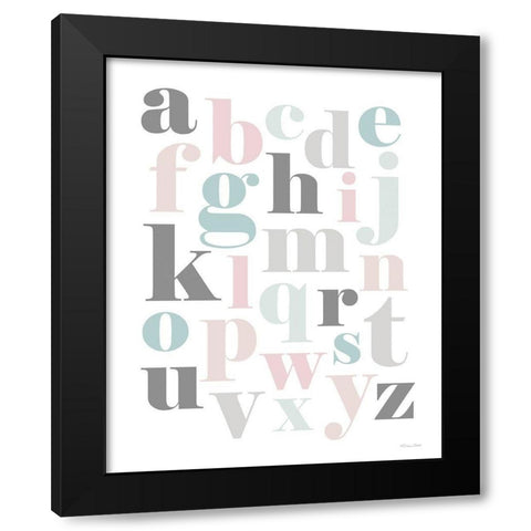 Softly Colored Alphabet Black Modern Wood Framed Art Print by Ball, Susan