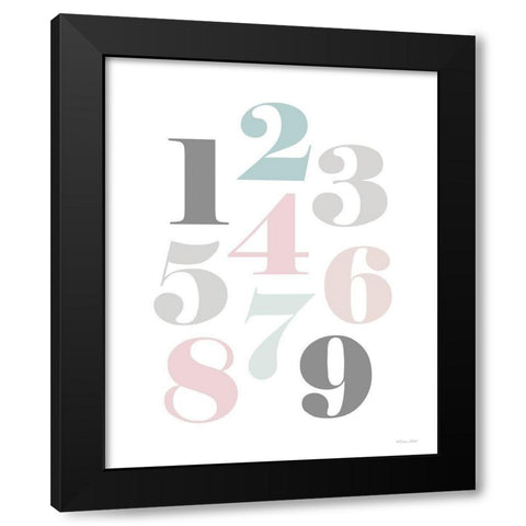 Softly Colored Numbers Black Modern Wood Framed Art Print with Double Matting by Ball, Susan