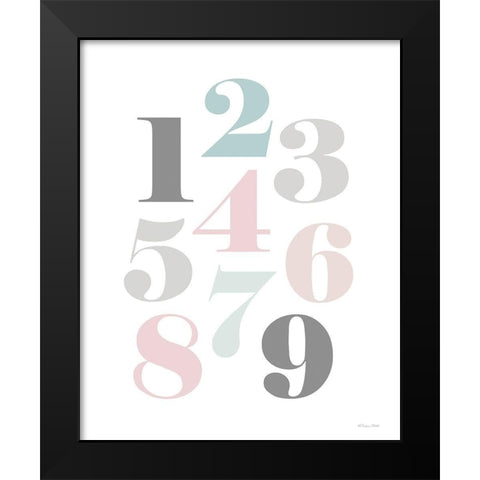 Softly Colored Numbers Black Modern Wood Framed Art Print by Ball, Susan