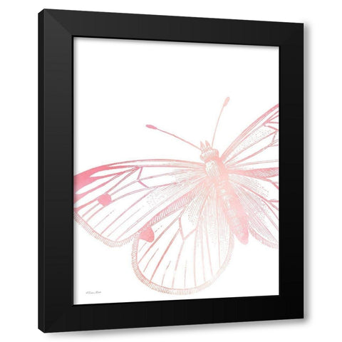 Pink Butterfly II Black Modern Wood Framed Art Print with Double Matting by Ball, Susan