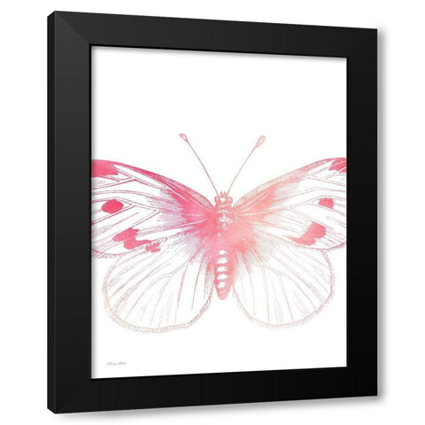 Pink Butterfly III Black Modern Wood Framed Art Print with Double Matting by Ball, Susan