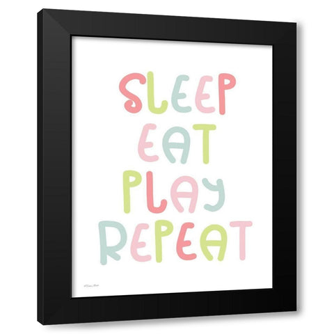 Sleep, Eat, Play, Repeat Black Modern Wood Framed Art Print by Ball, Susan